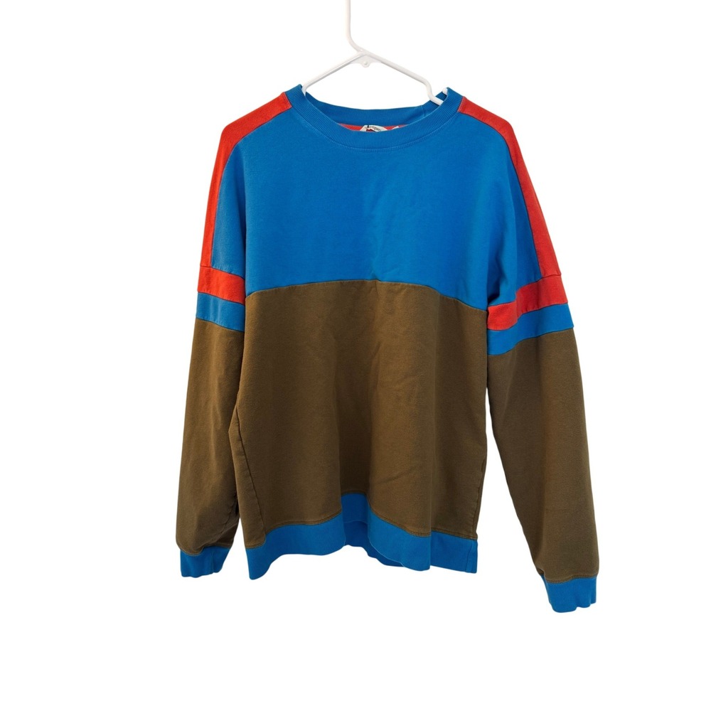 Cotopaxi Bandera Sweatshirt Mens Large Blue Brown Colorblock Organic Cotton